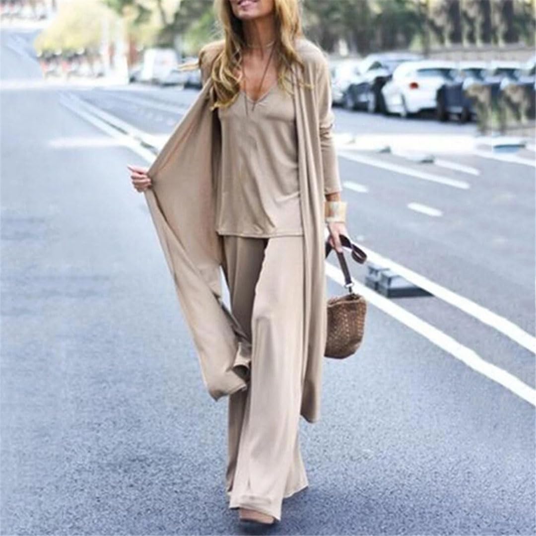 Conjunto Informal De Tres Piezas para Mujer, Pantalones Rectos con Cuello En V para Oficina, Traje De 3 Piezas