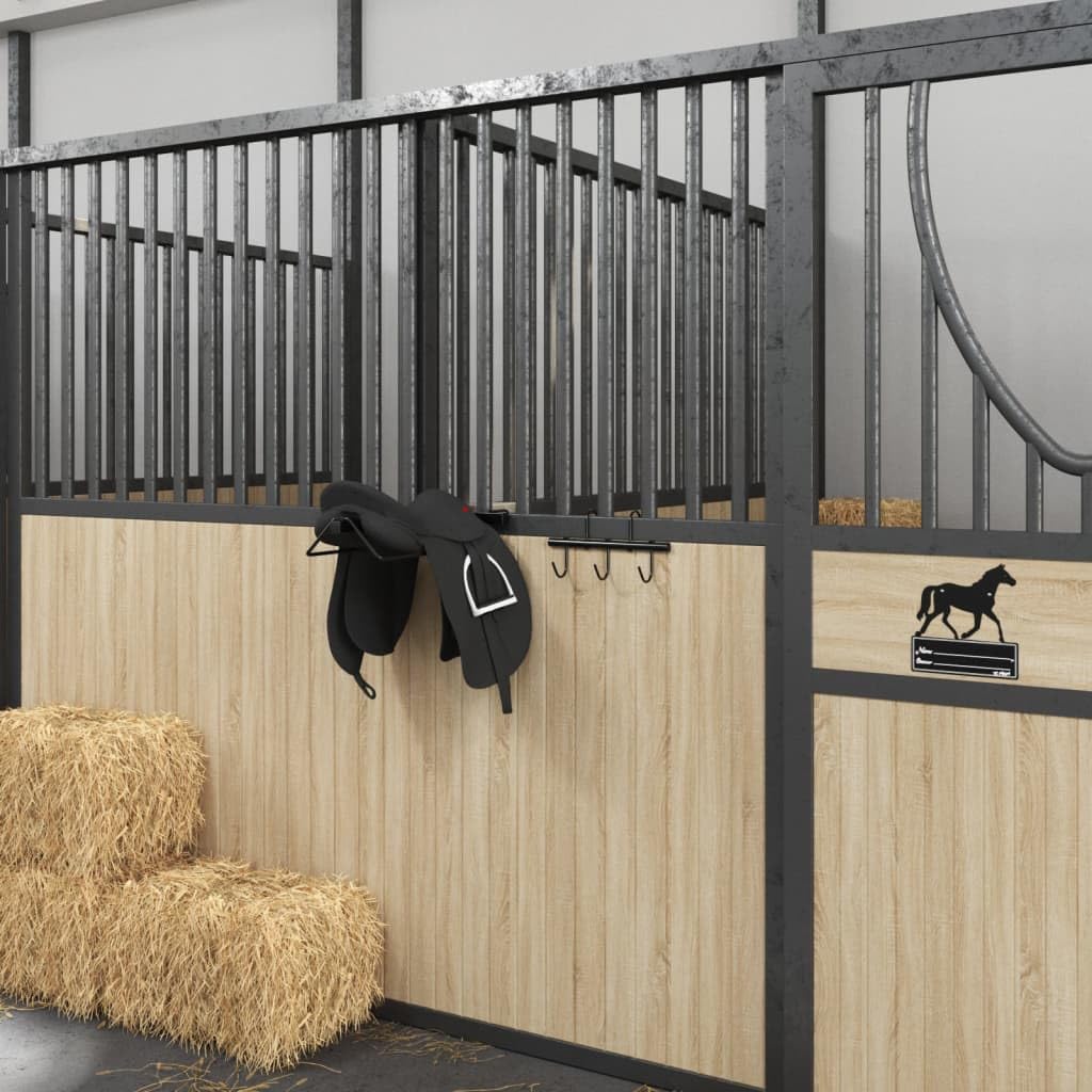 Supporto per briglia nero in acciaio verniciato a polvere con 5 ganci girevoli 36,5 x 6,5 x 17,5 cm per riporre bride, sella, redini e accessori per cavalli per stalla e pista da equitazione