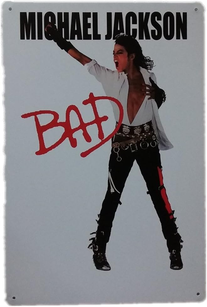 PengTribe Classic Michael Jackson Retro Vintage Metal Tin Sign Poster Style Wall Art Bar Home Wall Decor 12"X8"