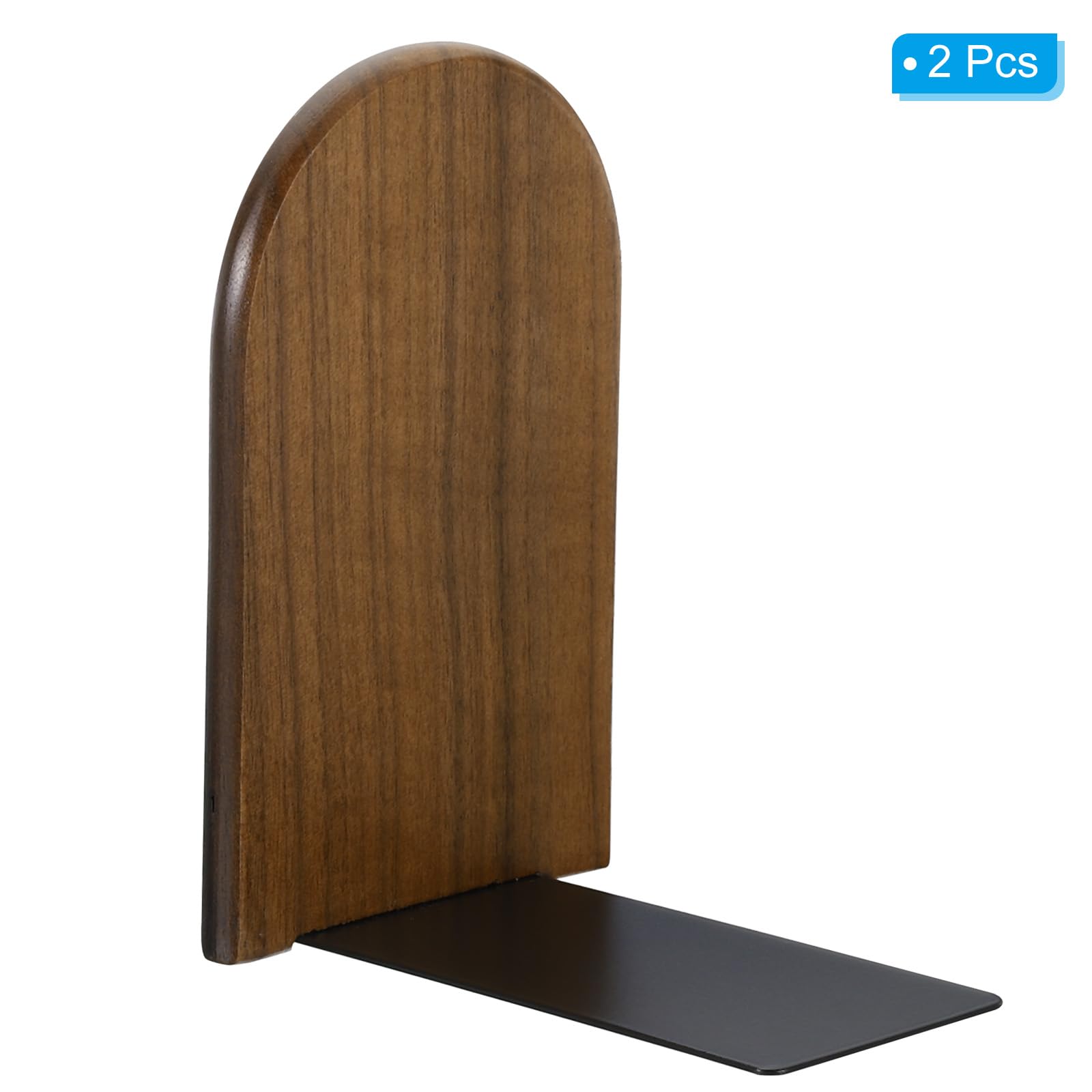 PATIKIL Wood Bookend with Metal Base - Image 3