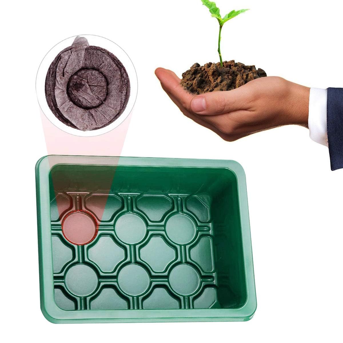 Vassoio Germinazione, 12 Pezzi Scatola di Germinazione, 12Fori Set di Propagazione dei Semi, Vassoi per Piante con Cupole Ventilate, per Germinazione, Strumento di Coltivazione in Mini Serra