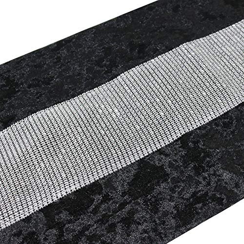 Time to Sparkle Luxury Velvet Diamante Table Runner Thick Velvet Chenille Satin Tasseled Christmas Xmas (Velvet-black, Runner 31x183cm) - Image 3