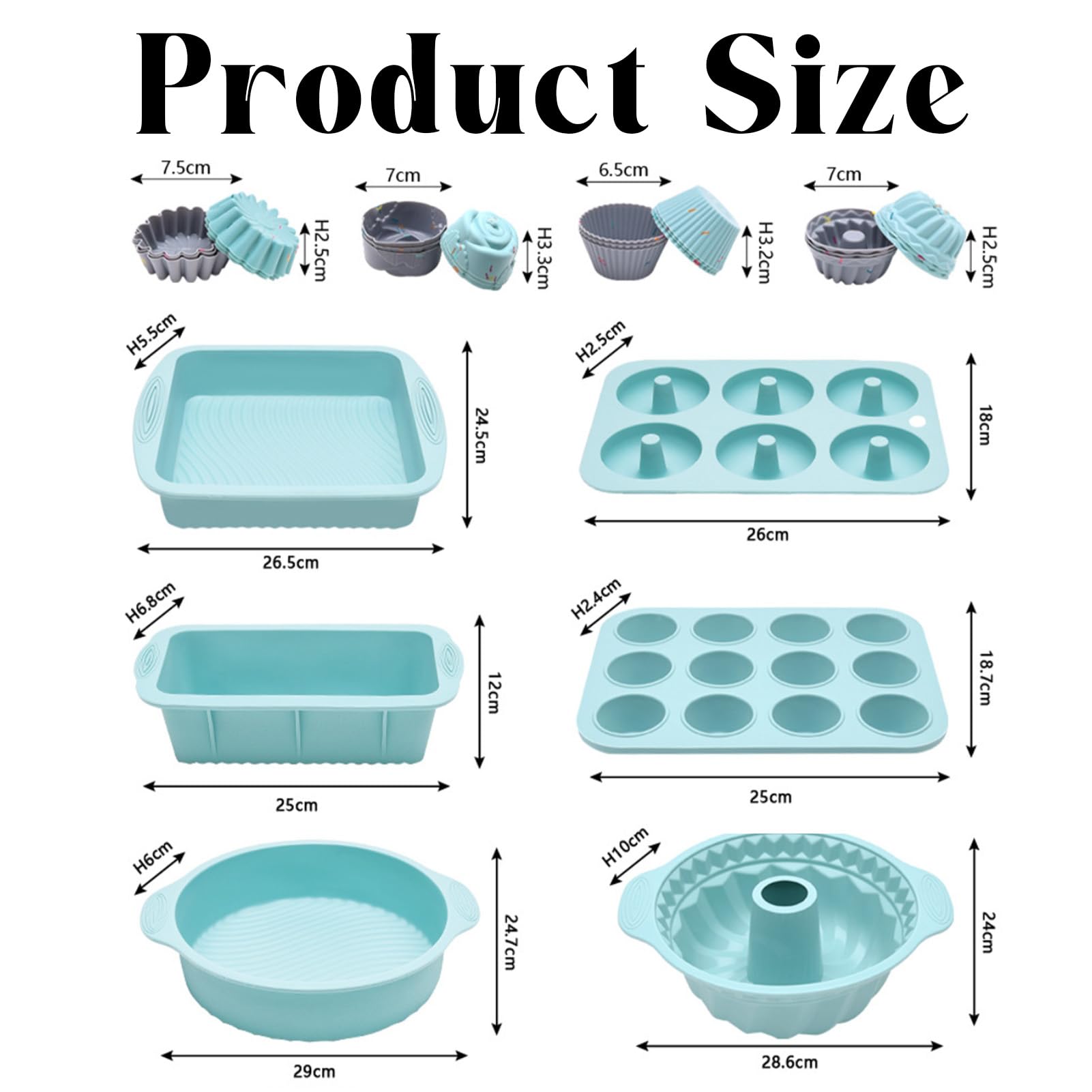 Set di 30 teglie da forno per forno, set di stampi da forno in silicone, antiaderenti, teglia per muffin (rosa)