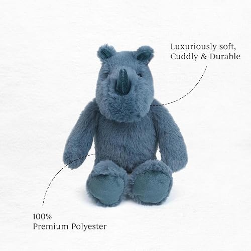 Miniatura 5 de MON AMI Raymond The Rhino - Animal de peluche azul de 10 pulgadas, peluche de alta calidad, suave y tierno, gran regalo para recién nacidos, niños,
