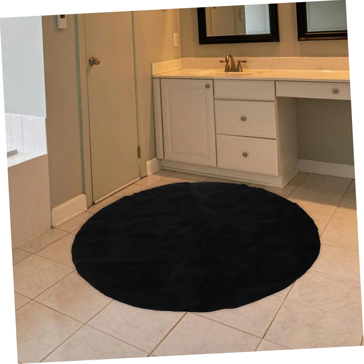 Shower Non-Slip Mat Tub Floor Mat Hot Tub Protective Pad Round Rug Pad Grey Rug Hot Slip Drainage Stability Foundation Round