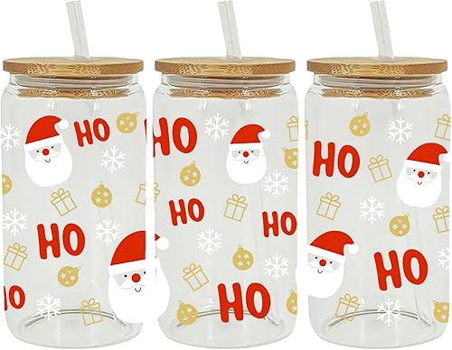 Miniatura 2 de Vasos de vidrio de 16 onzas con protección UV DTF para Navidad, transferencia para manualidades, calcomanías impermeables de vidrio Libby (6 hojas)