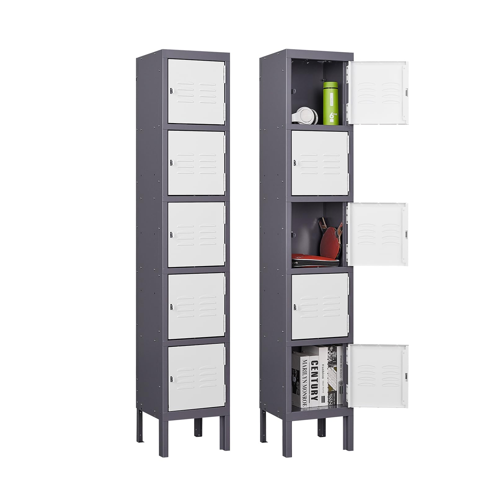 Metallspind Schließfachschrank Mehrzweckschrank Umkleideschrank Metallschrank Spind Lockers Fächerschrank Lagerschrank Wertfachschrank Garderobenschrank Stahlblech Pulverbeschichtung 168x30.5x30.5cm