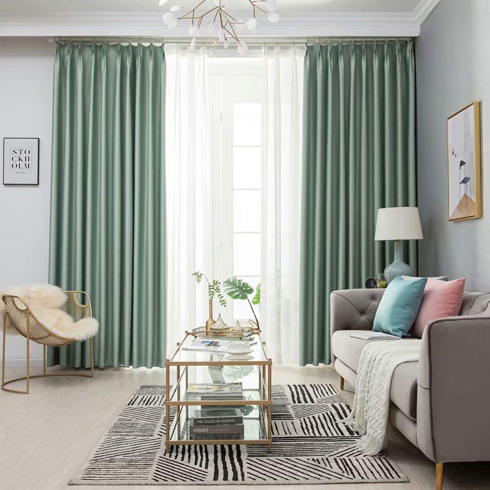 Amazon Co Jp Macohome こども部屋 無地 カーテン 遮光 断熱 簡約 北欧風 柔らかい よい手触り 緑 掃き出し窓 腰窓 出窓 リビングルーム 部屋 居間 書斎 2枚組 ミントグリーン オーダーサイズ ホーム キッチン