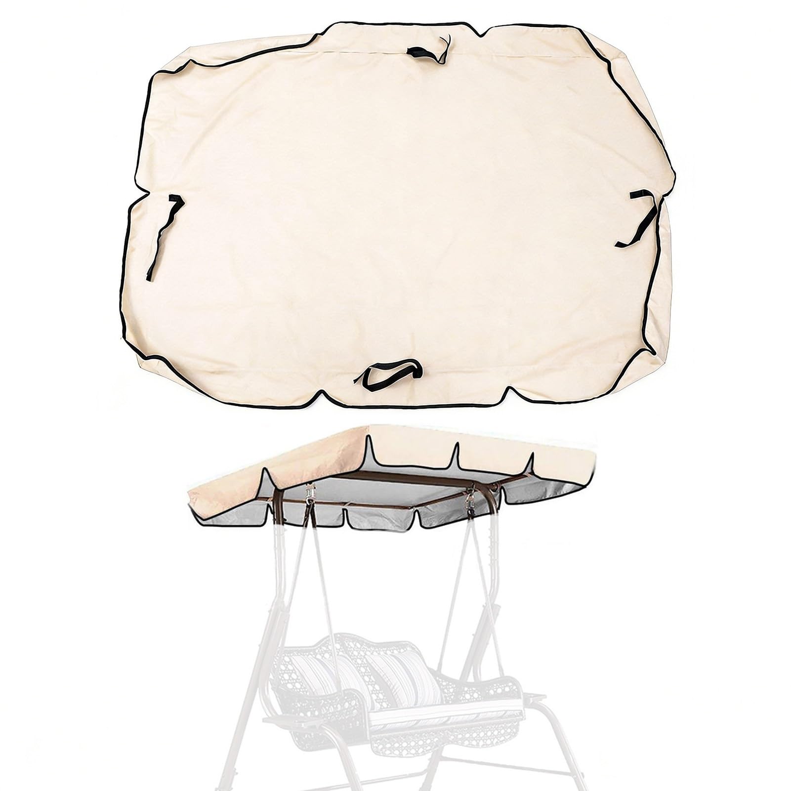 Copertura di ricambio per columpio, tetto di ricambio impermeabile kaki per dondolo da giardino, telo di ricambio per giardino, terrazza, veranda(195x125x15cm)