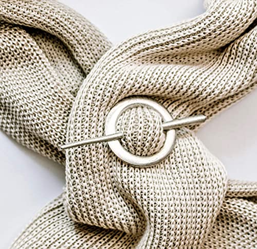 Handmade Wool Scarf Ring and Pin - Small Scarf Slide for Women - Metal Shawl Clip for Knitted Fabric Scarves - By House of Morgan Pewter4