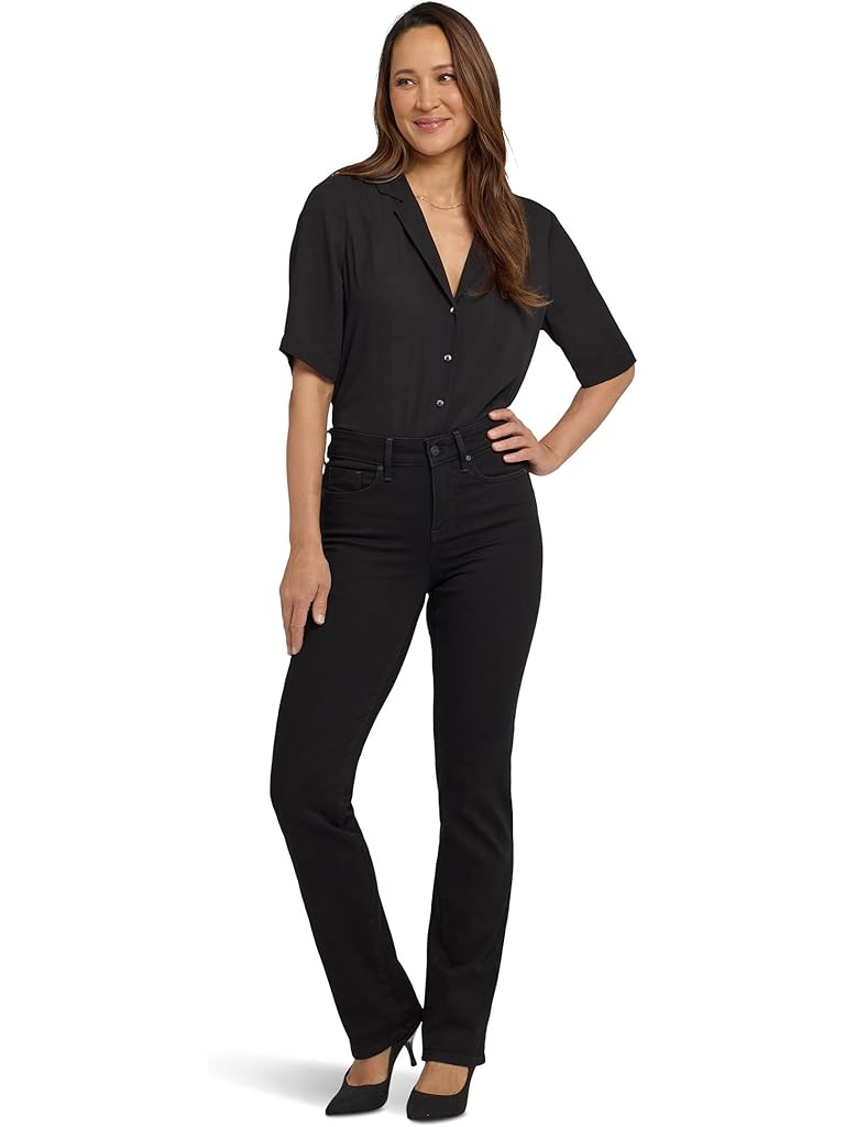 Black NYDJ Marilyn Straight Jeans in Black Rinse