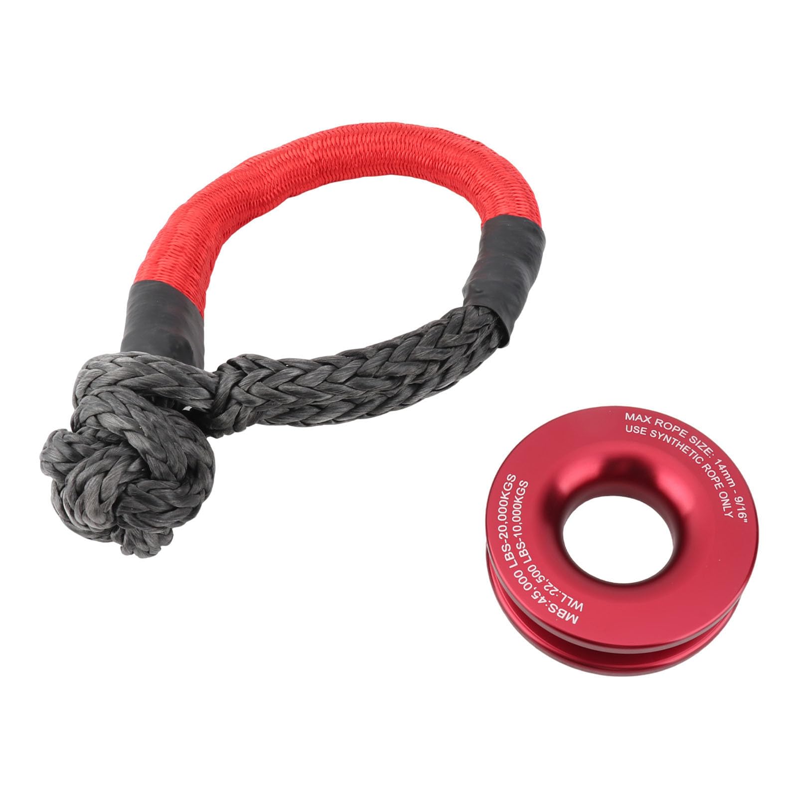 Naroote Polea de Retención de Cuerda de Alta Dureza para Recuperación 4X4 de Camiones ATV Todoterreno, Grillete Suave de Nailon de Aleación de Aluminio para Campamento de Rescate de Emergencia