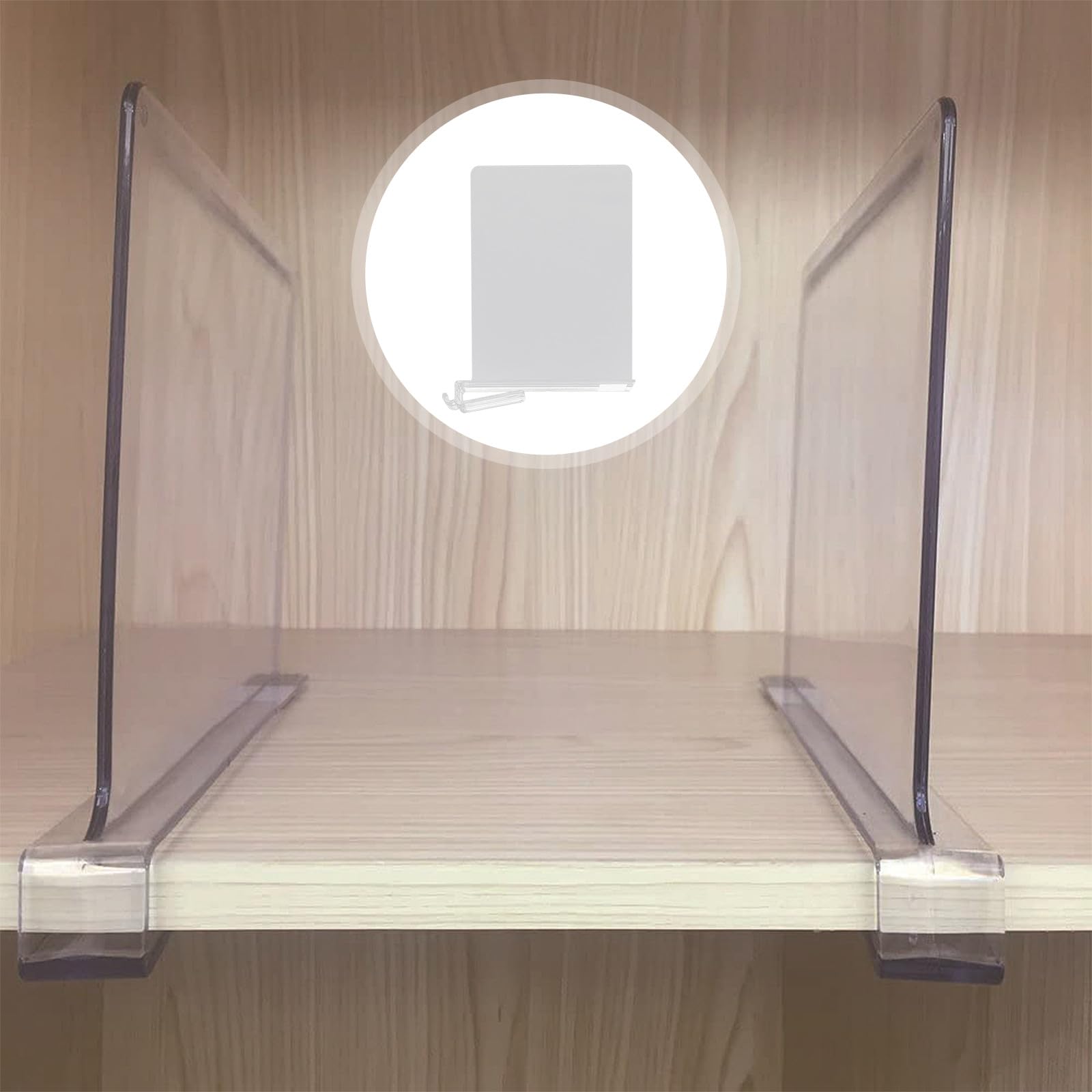 Toyvian Divisores de Armario Transparentes Abs 2 Piezas, Separadores de Estantes para Ropa y Cocina, Organizador de Armarios sin Taladro, Mamparas Divisorias para Estantes y Cajones,