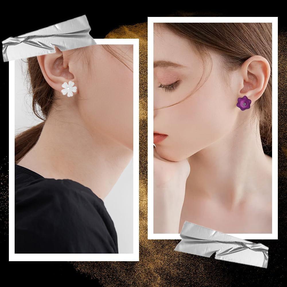 Beebeecraft 1 Box 40Pcs Blank Post Earring Studs Sterling Silver Flat Round Stud Earring Findings for DIY Jewelry Dangle Earring Making