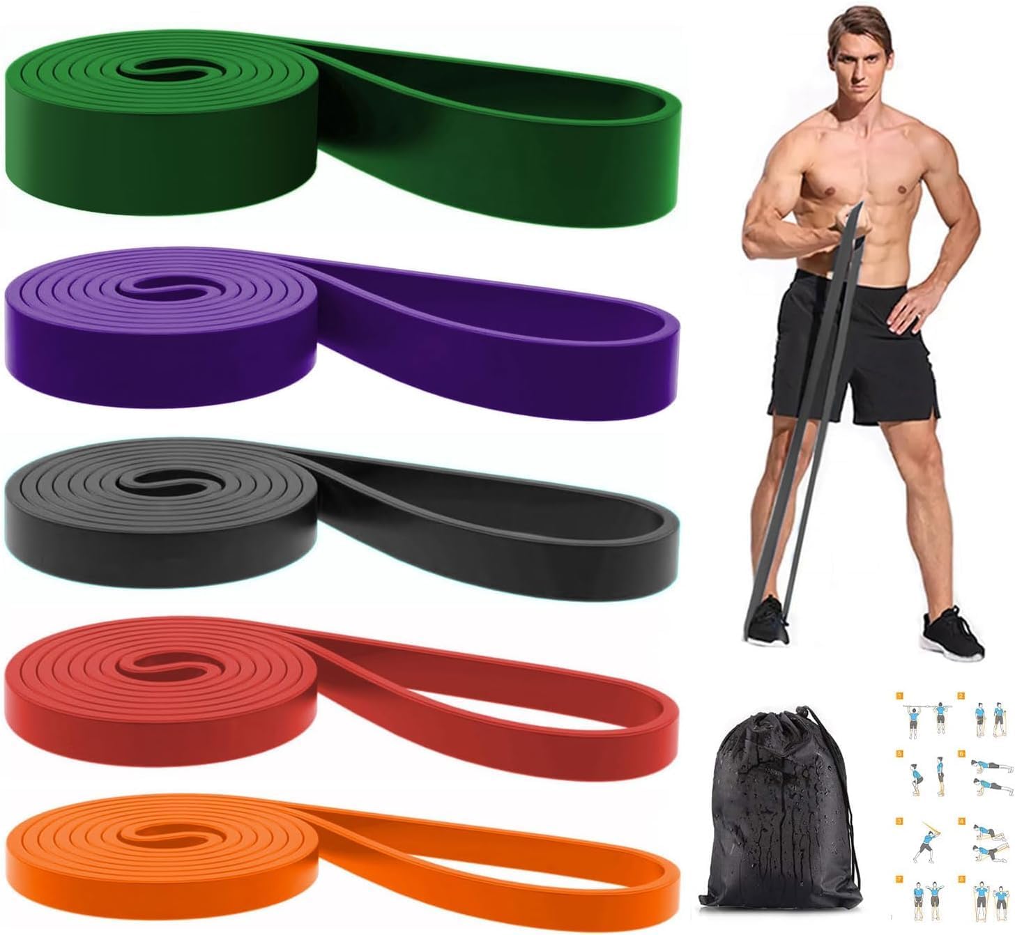 Resistance Bands, Pull Up Assistance Bands Set for Men & Women, Exercise Workout Bands for Working Out, Pull Up Bands, Body Stretching, Physical Therapy, Muscle Training