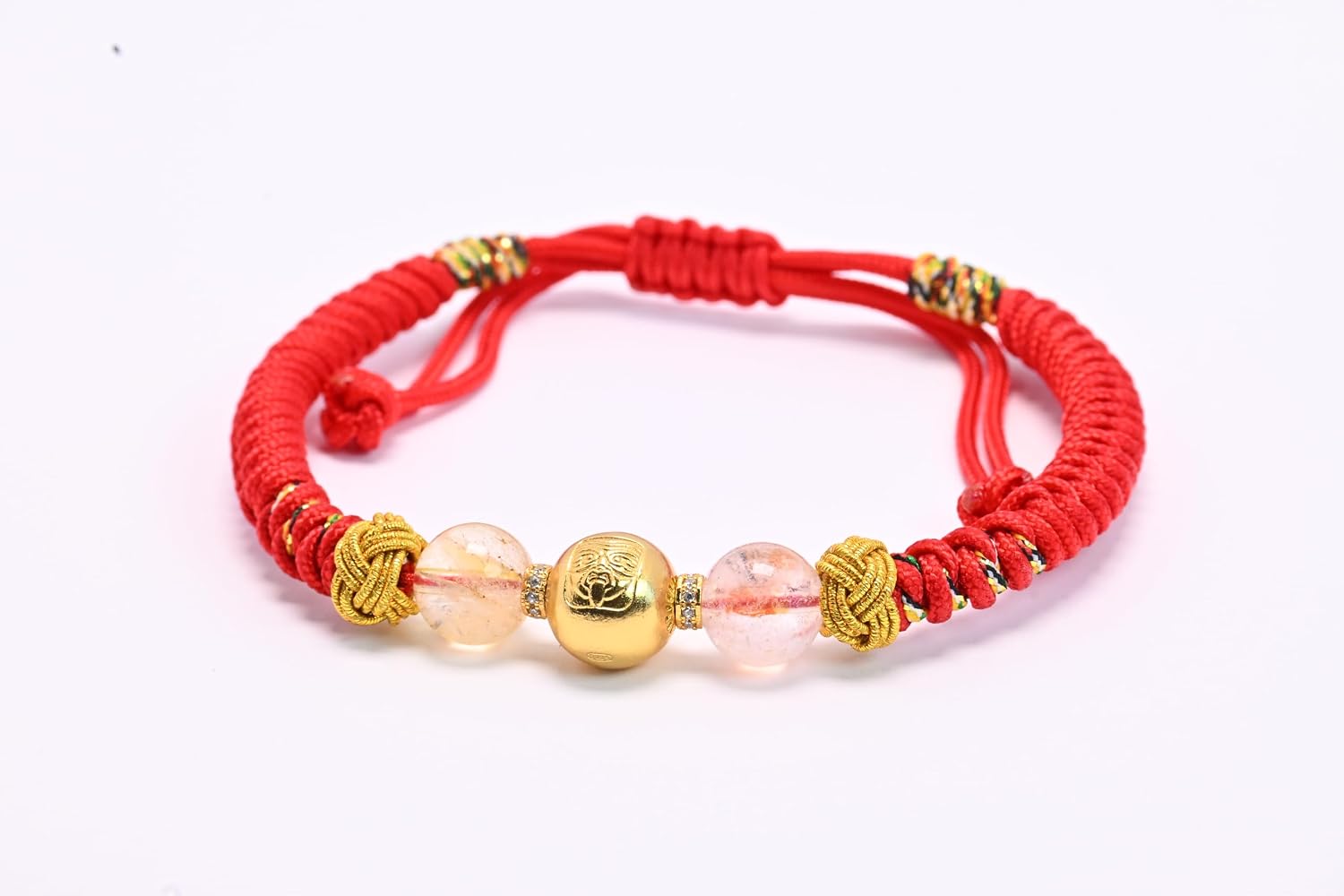 Natural crystal Red String Bracelet Gold Plated Unisex Good Luck Wealth Protection Evil WardingWoven Handmade Insight Stress Relief Daily Charm