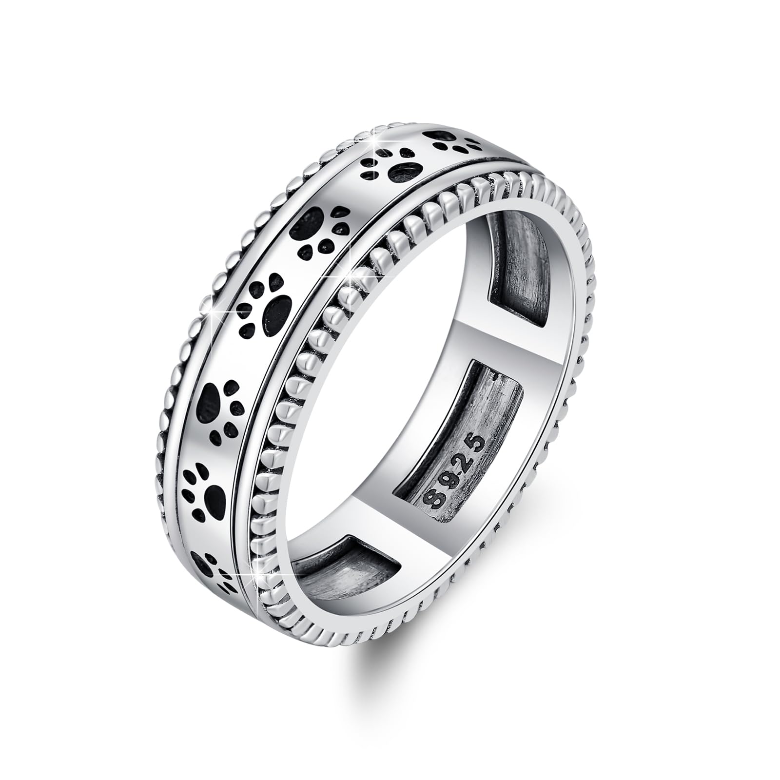 PARYFO Fidget Ringe Drehbar 925 Sterling Silber Pfoten Ring für Frauen Mädchen Spinner Ring zur Linderung von Angstzuständen und Stress Schmuck Geschenke für Freundin Mutter Ehefrau Tochter