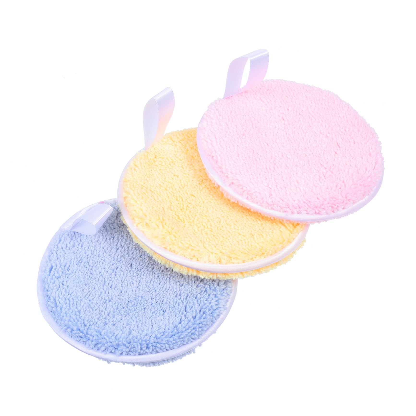 MUSISALY 3Pcs Rounded Makeup Reusable Face Cleansing Pads for Cosmetics Removal Soft Skin Friendly Tools and Compact for Easy Carrying