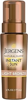 Jergens Natural Glow Instant Sun Body Mousse, Self Tanner For Light Bronze Tan, Sunless Tanning Body Bronzer For Natural Looking Color Instantly, 6 Fl Oz