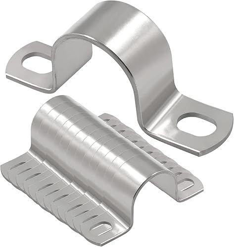 Cionyce Paquete de 12 correas de tubo M27 de acero inoxidable 304 con abrazadera en U, 2 agujeros rígidos para tubería (paquete de 12, 0.87 pulgadas)