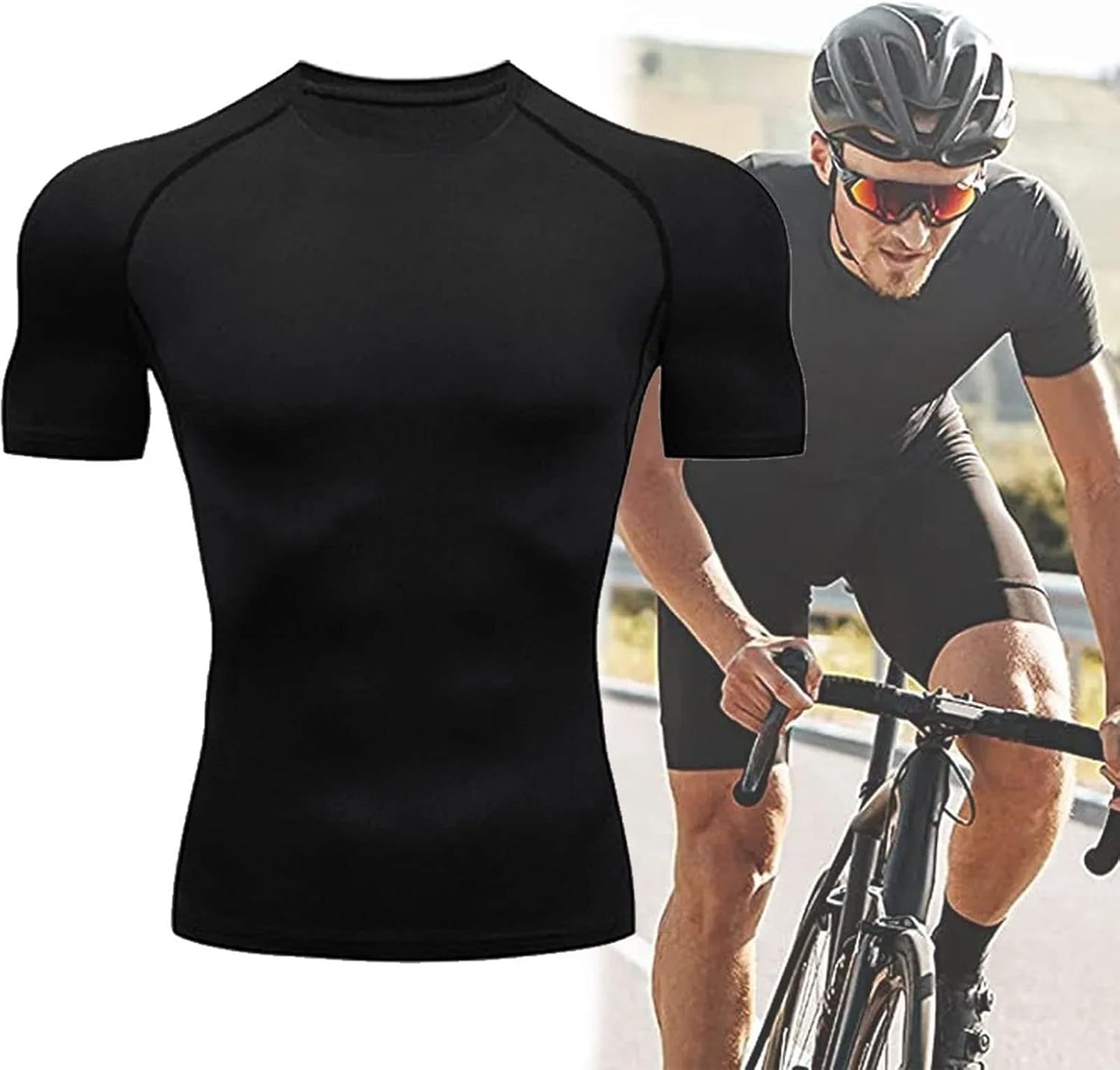 Men's Compression Shirts, Athletic Compression T-Shirts Short Sleeve Dry Training T-Shirt, Anti-Rash Protection Underwear image 3