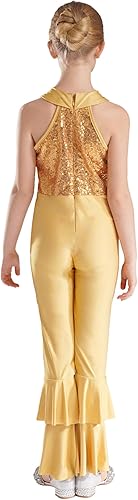 Miniatura 2 de JEATHA Mameluco de discoteca hippie de los años 70 con lentejuelas brillantes y brillantes para niñas