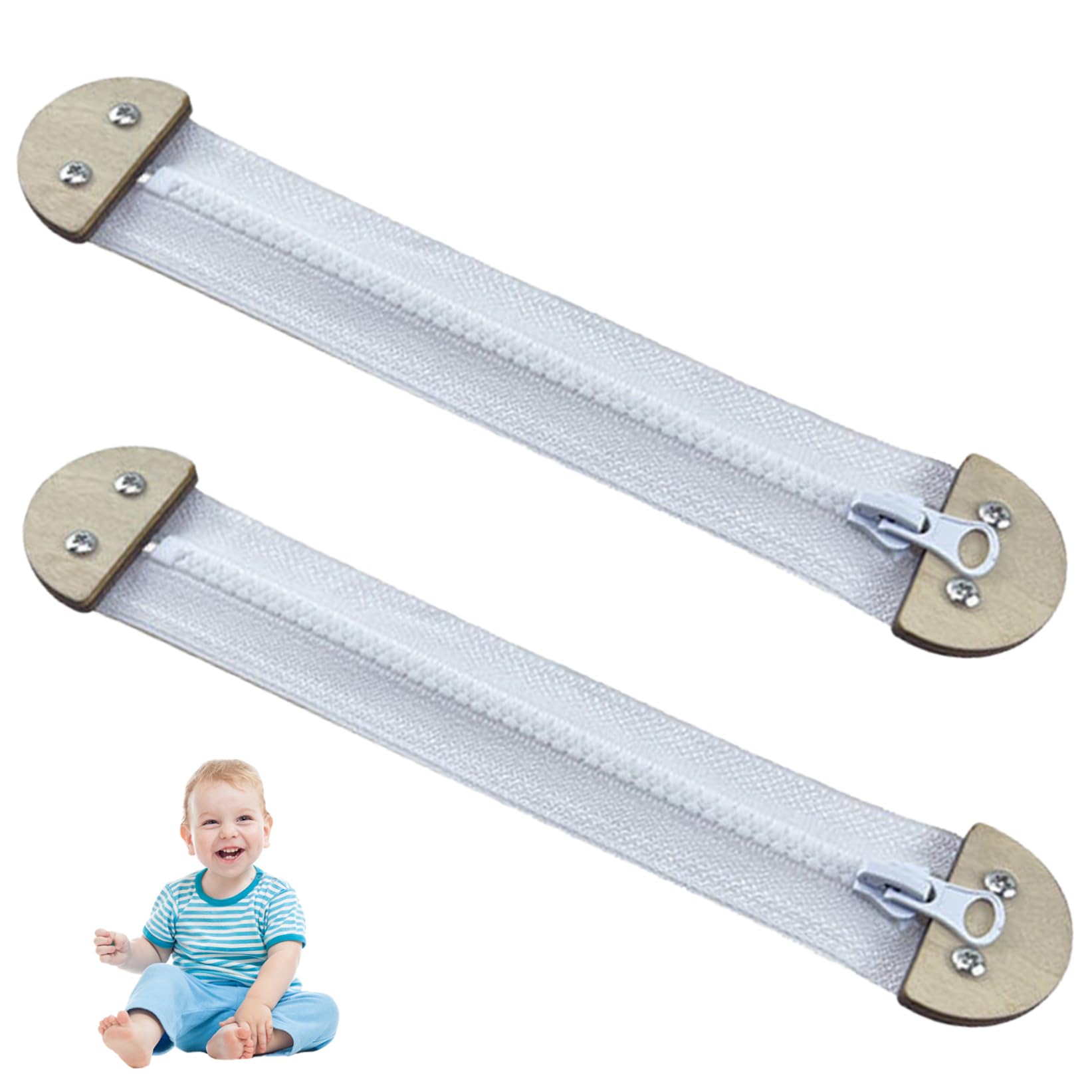 AZIDWERYQ Busy Board Accessories 2Pcs Wooden 8.7x1.6 Inch Zipper Style Busy Board Parts DIY-Friendly Educational Fine Motor Learning Sensory Toy, for Toddlers Toddler