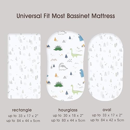 Miniatura 6 de PHF Juego de sábanas suaves para moisés, paquete de 2 sábanas sedosas y transpirables para bebés niños y niñas, ajuste universal para la mayoría de