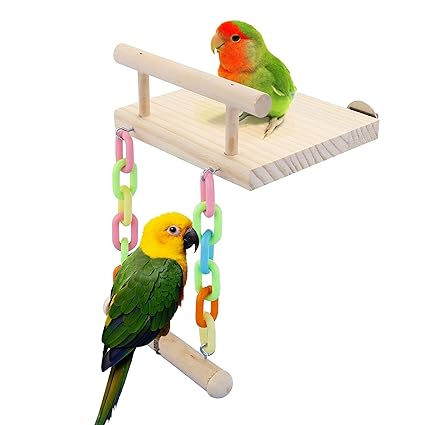 Filhome Bird Perch Stand Toy, Parrot Bird Cage Platform & Swing Gym Accessories for Parakeets Cockatiels, Conures, Macaws, Finches
