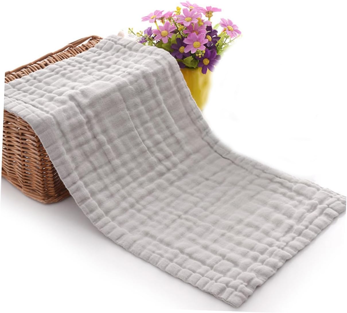 ORFOFE 3pcs Muslin Washcloths for Drool Cloths Versatile Burp Cloths Swaddle Blankets for Newborn Care Grey