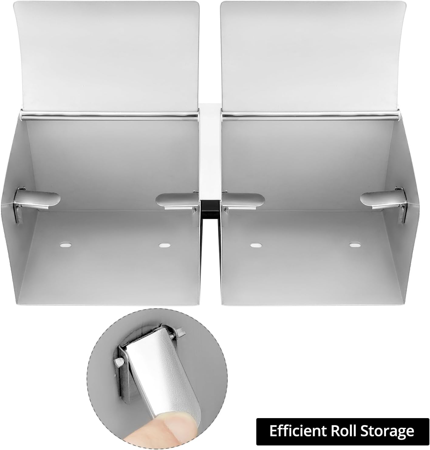QWORK Double Roll Toilet Paper Holder Dispenser with Shelf Storage, Brushed Stainless Steel, 10.24" L x 5.12" W