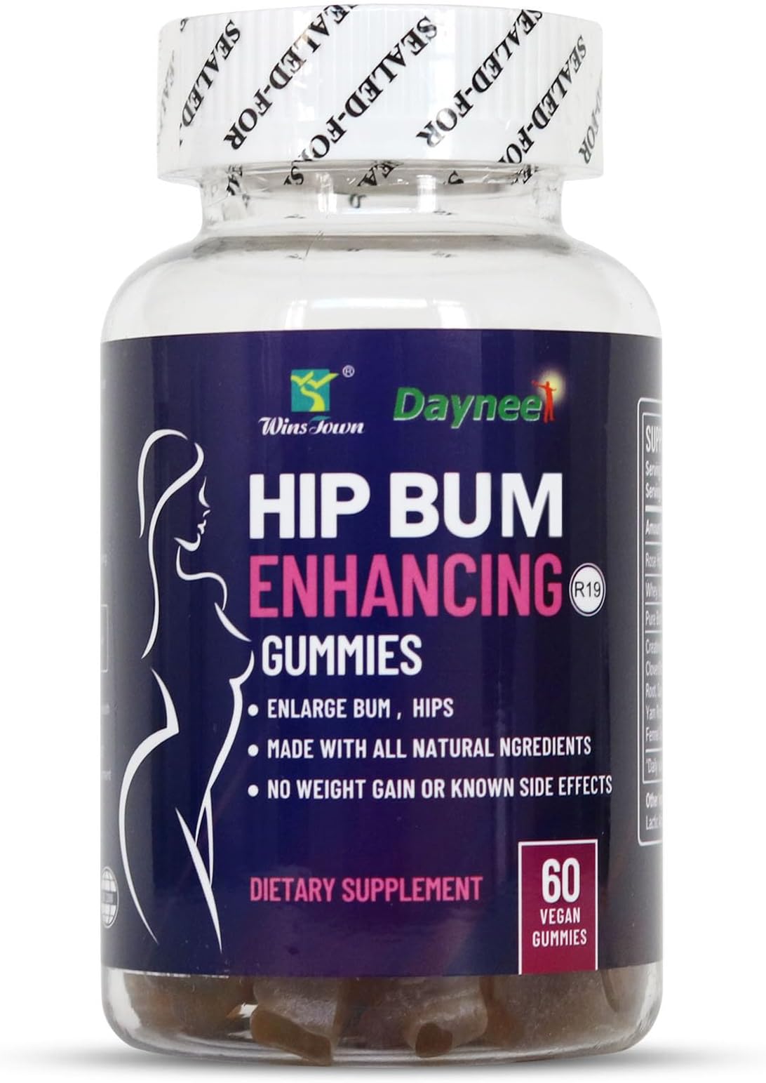 Hip Glute & Curve Support Gummies for Women, Booty Multivitamins Supplements, Support Muscle Tone & Feminine Silhouette, 60 Count