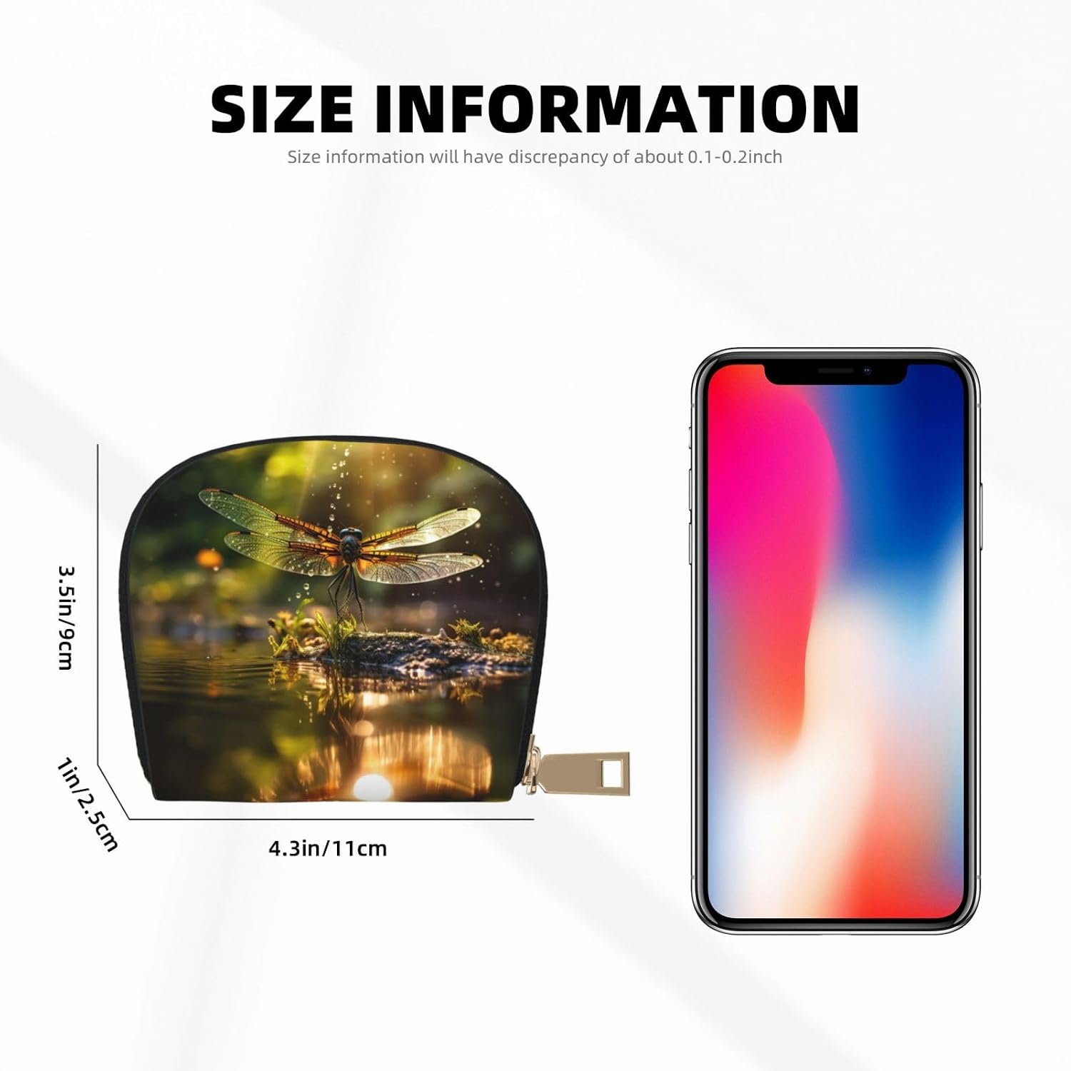 Dragonflye print Wallet Credit Cards Holder Business Card Case for Men Women Compact Size for Adults