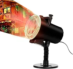 Refletor Projetor de Natal LED 3D à Prova D’Água | Desenhos Natalinos Coloridos | Luz Natal Externa para Jardim, Fachada e Decoração