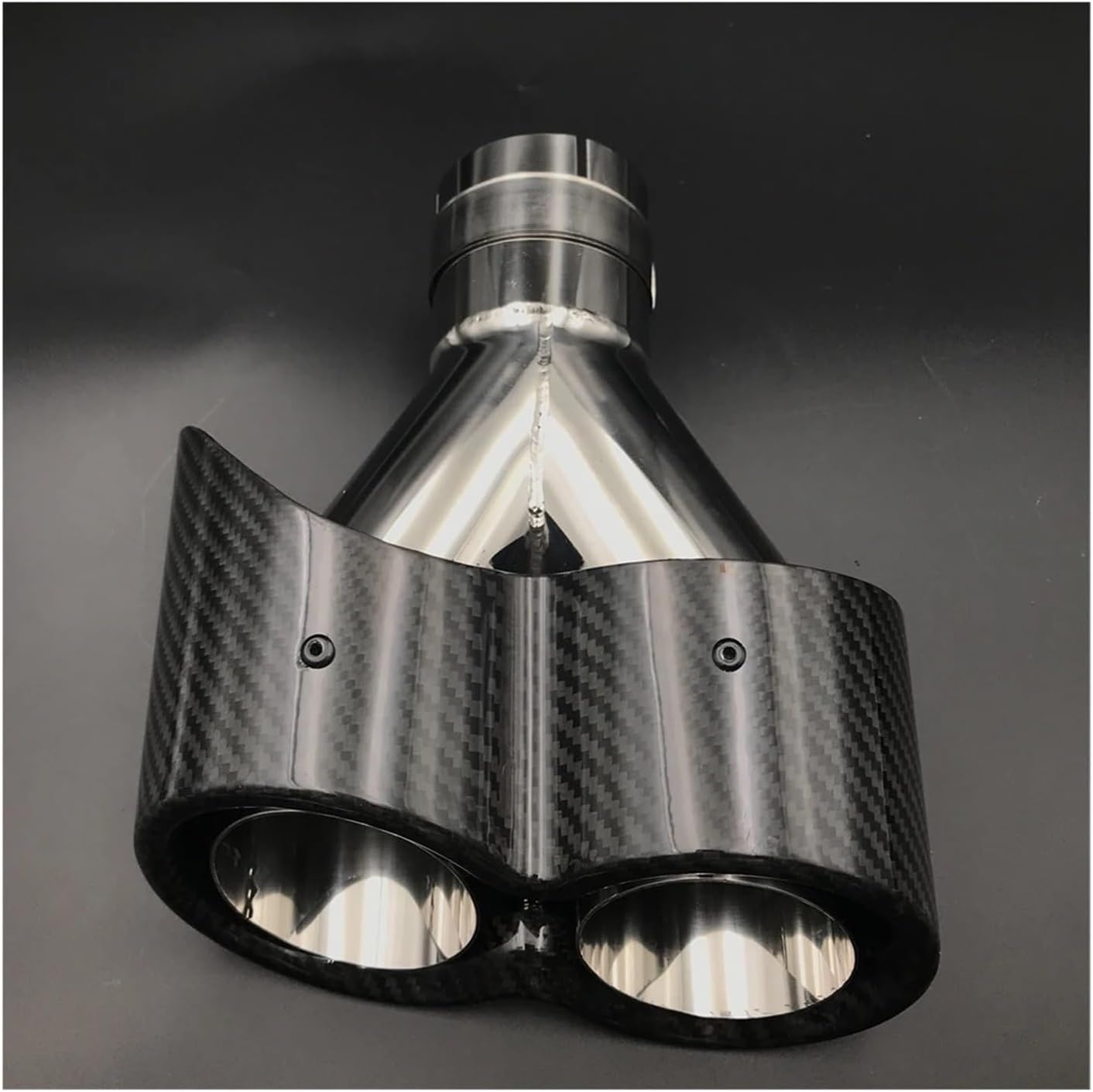 1 ペア楕円形デュアルアウトレット Y タイプ光沢のある黒の排気チップ