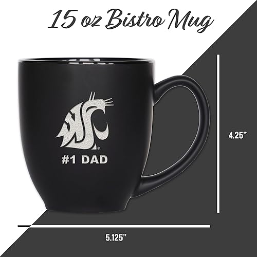 Miniatura 26 de Rico Industries NCAA #1 Dad - Taza bistró de cerámica negra mate grabada con láser, de 15 onzas, para bebidas calientes o frías Troyanos del Sur