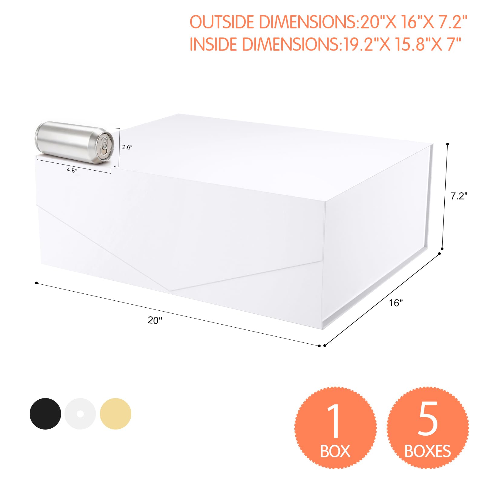 JINGUAN Grandi scatole regalo bianche con chiusura magnetica con coperchi per regali | Scatola regalo extra large con coperchio, scatola regalo gigante per vestiti e regali grandi, 50 x 40 x 17 cm