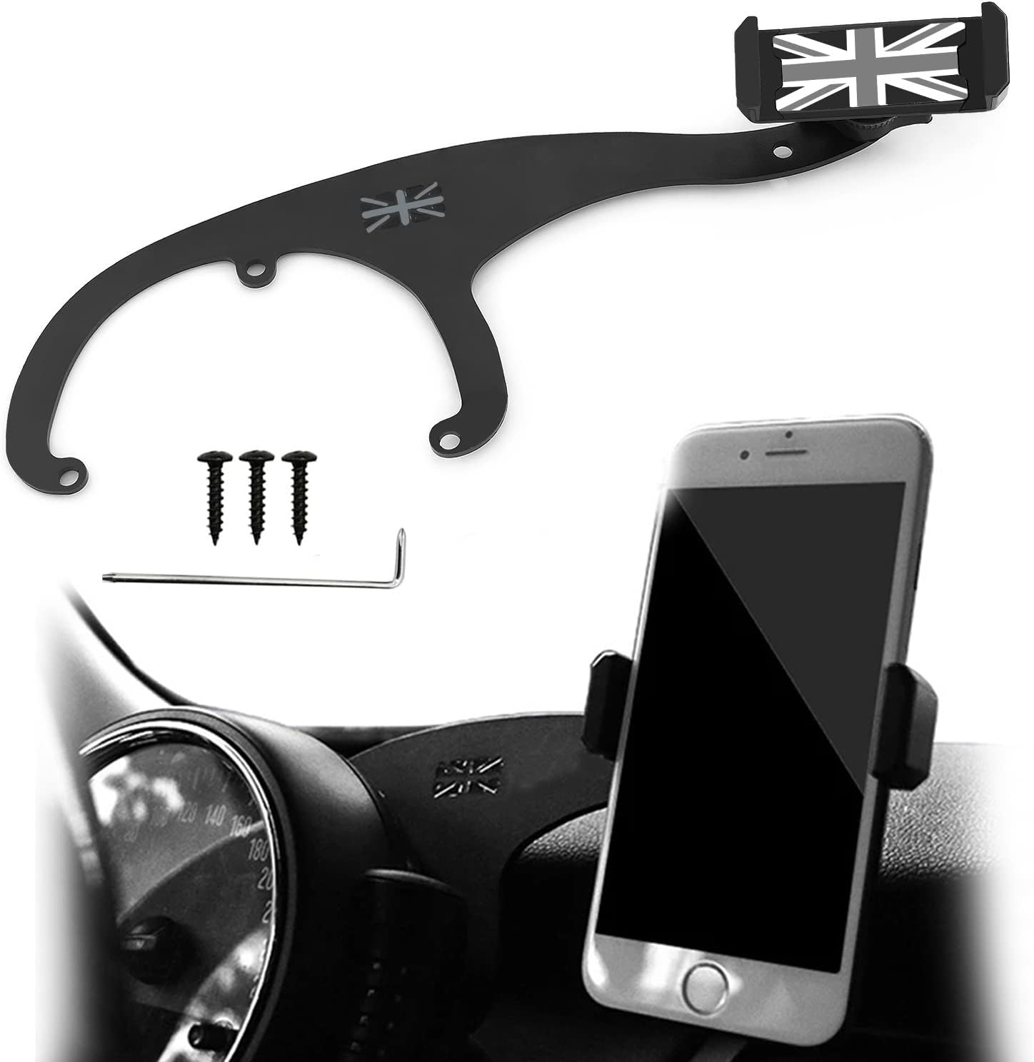 QIDIAN Auto Phone Mount Cell Phone Cup Holder with 360° Rotatable Cradle for Cooper F54 F55 F56 F57 R55 R56 R57 F60 R60 R61 Clubman Countryman Smartphone Support Basket