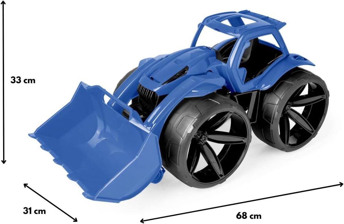 Wader 64520 - Maximus Tractor in Blue with Extra Large Tyres, Size Approx. 68 cm, for Children from 12 Months, Suitable as a Gift for Creative Games