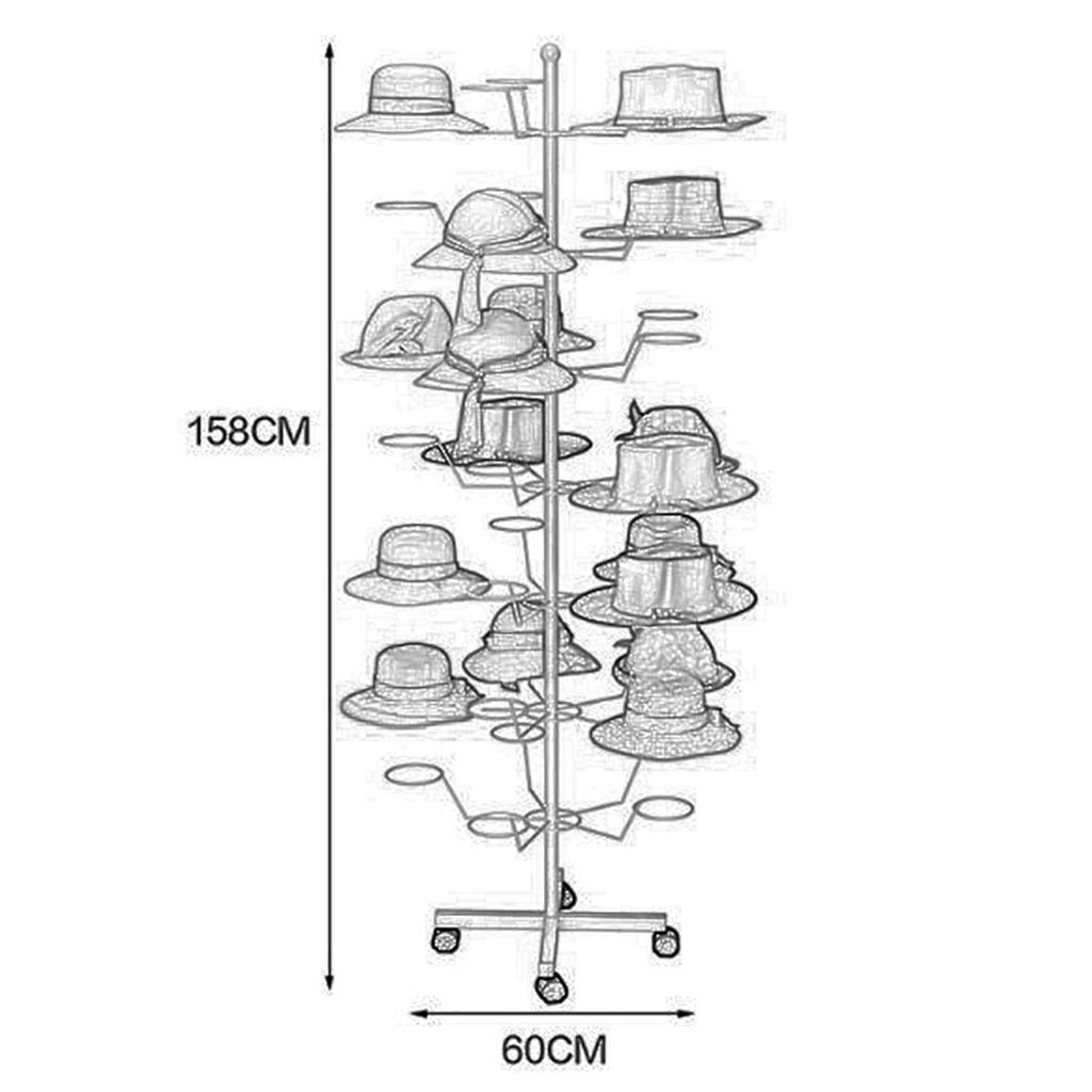 Espositore Girevole Per Cappelli Da 1,95 M – 36 Posti (6 Ripiani Con 6 Teste Ciascuno) – Resistente Alle Intemperie, Smontabile - 5
