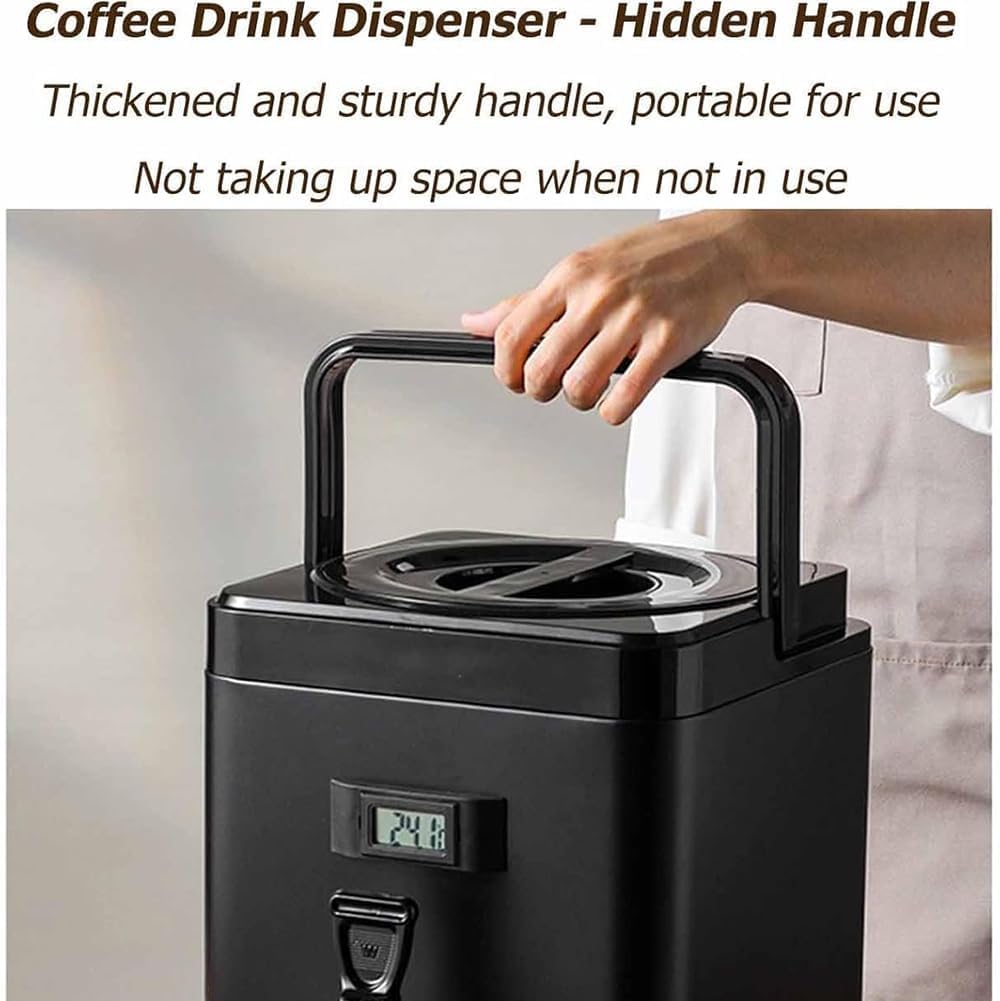 Dispensador de bebidas aislado con termómetro, jarra de bebidas frías y calientes con grifo, capacidad de 12 litros para té, jugo y más