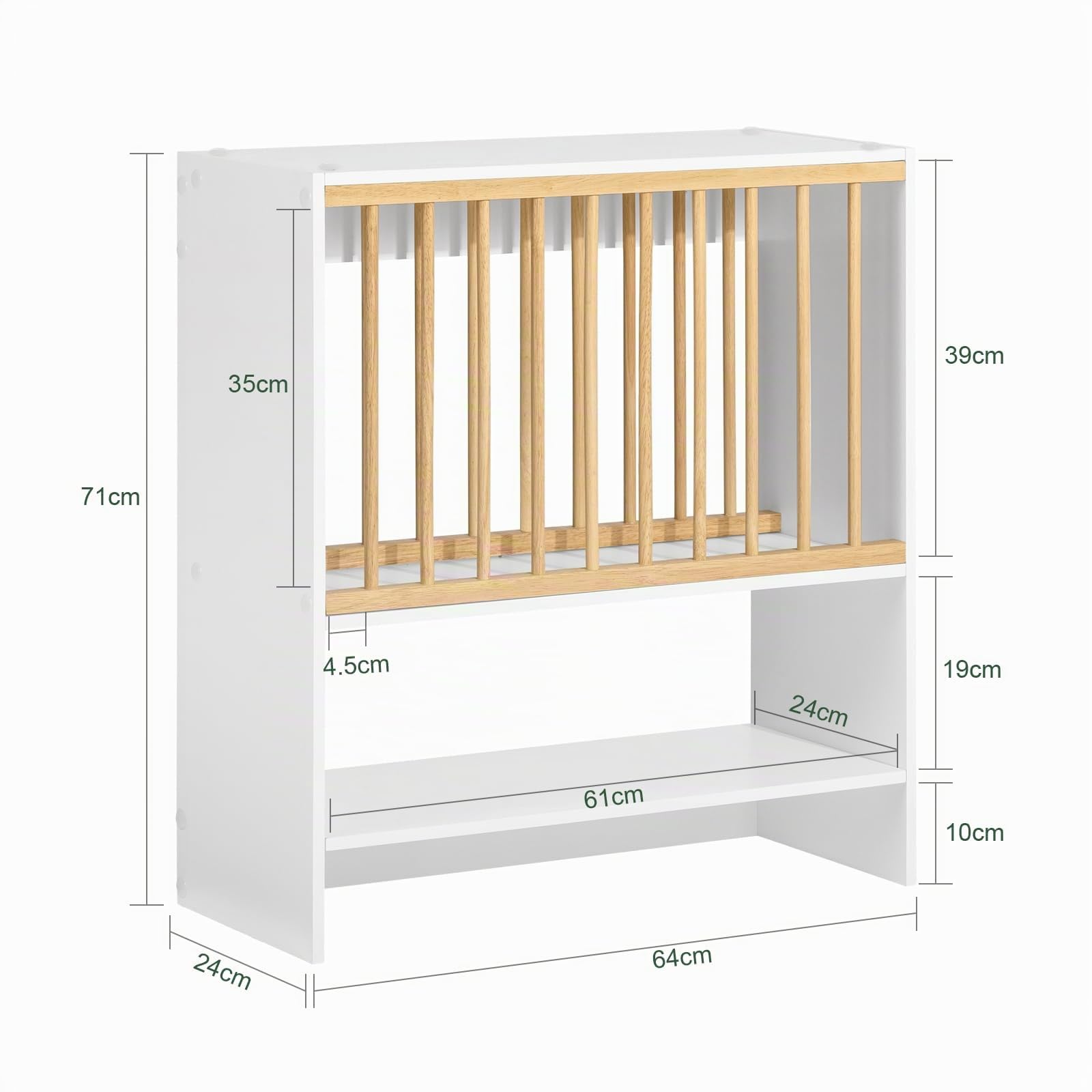 SoBuy Porta Piatti d'angolo, 11 piatti & 7 ganci, bianco, 64x71x24cm | Pensile Cucina con ripiano, asciuga stoviglie & salva spazio, portata 10 kg, MDF/legno, cucina & sala da pranzo, KCR09-W