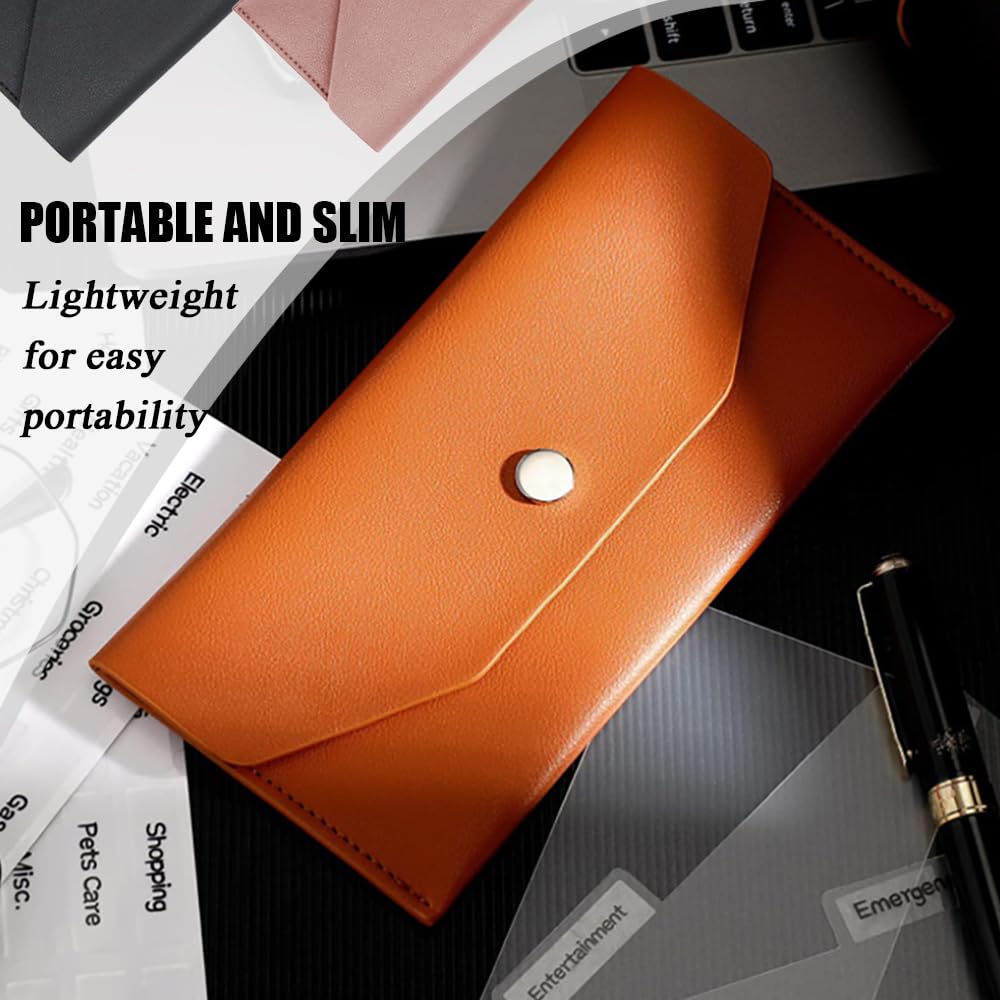 Portefeuille d'Enveloppe de Trésorerie Réutilisable en Cuir 20 x 10 cm Organisateur de Sac à Main (3 Couleurs)