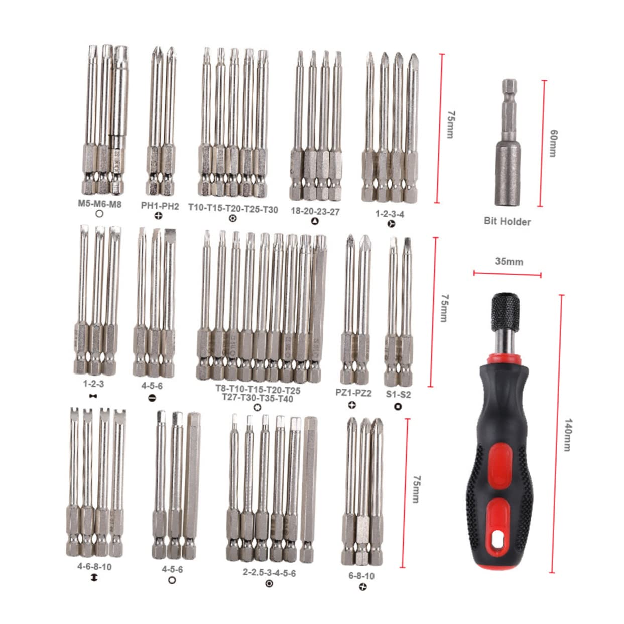 NUOBESTY Set di 55 Punte per Avvitatore a Batteria S2 per Trapano a Mano e Utensili Professionali da Lavoro in Casa