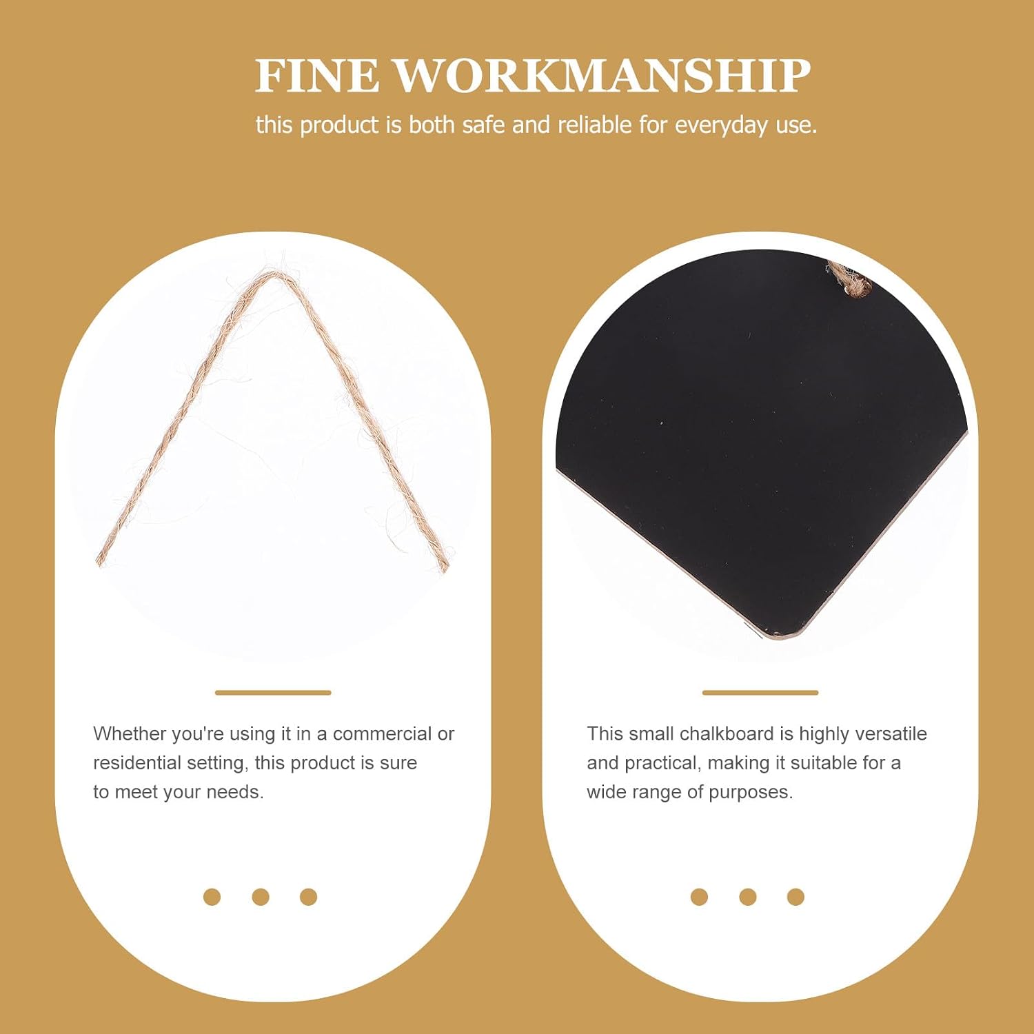 6 Pieces Hanging Wooden Blackboard Signs with Rope, Chalkboard Pendant Message Tags for Café, Office, and Meeting Room Display, Decorative Wooden Blackboards for Writing