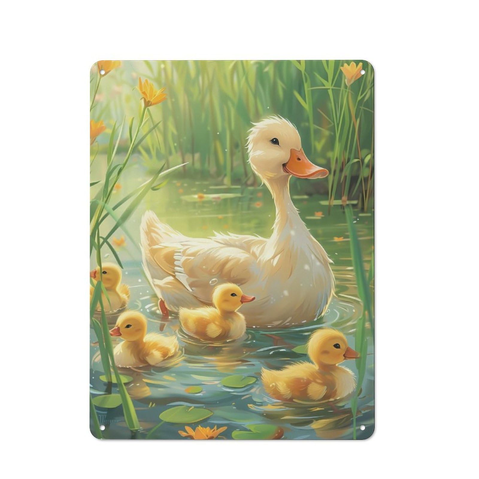Junmoney Cute Ducks Rustic Tin Sign 40X30cm Featuring For Living Room Wall, For Metal Sign Collectors, For Garage And Workshop Walls