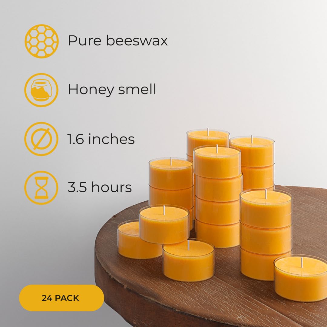 Amazon.co.jp: CANDWAX ピュア 蜜蝋 ティーライト キャンドル 24個