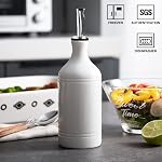 Sweejar Porcelain Olive Bouteille de distributeur d'huile, pétrole opaque Cruet protège l'huile pour réduire l'oxydation, adapté pour le stockage de l' huile, vinaigre, sauce soja et autres liquides, 1 Pièce, 15.5oz (Nouveau Blanc)