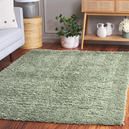 SAFAVIEH Lindsay Shag Collection Area Rug - 4' x 6', Green, Contemporary Design, Ideal for High Traffic Areas in Living Room, Bedroom & Dining Room (LNS560Y-4)