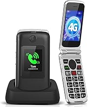 4G Seniors Mobile Phone Without Contract Foldable Simple Large Button Cell Phone for Elderly with Charging Station Emergency Call Button Double Sim Free 1200mAh Battery